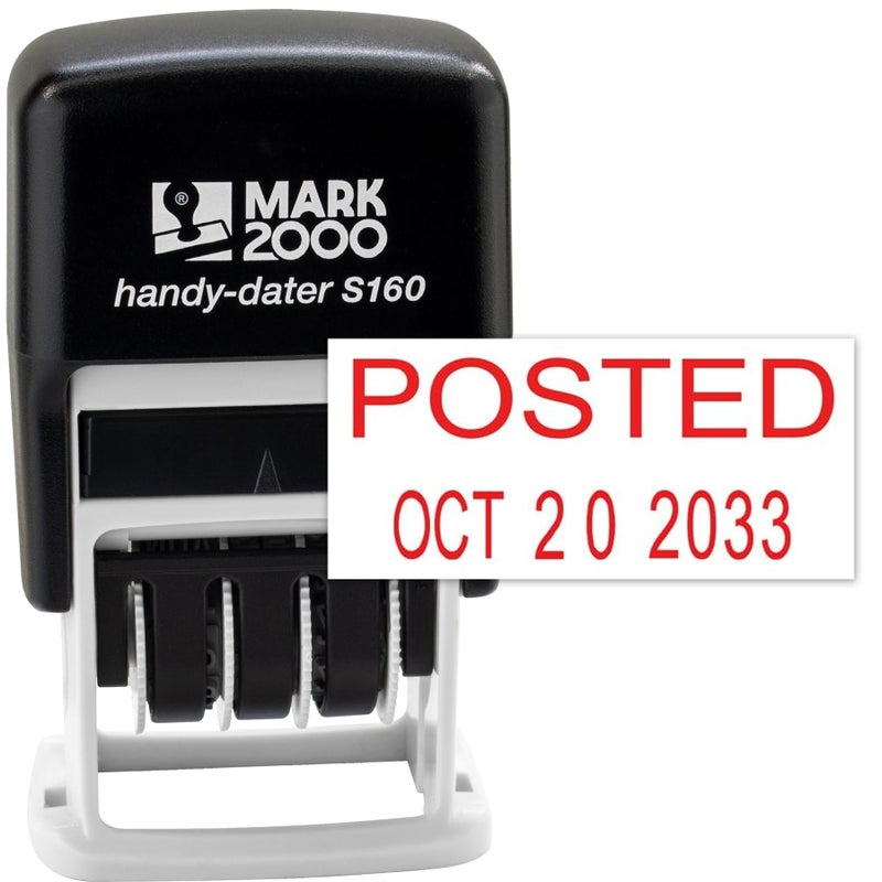 Rubber Stamp Creation Mark 2000 Self-Inking Rubber Date Office Stamp with Posted Phrase & Date - Red Ink (Handy-Dater S160), 12-Year Band - Image 1